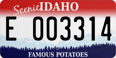 ID license plate E003314