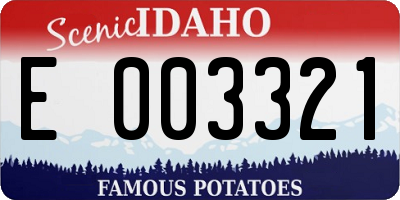 ID license plate E003321