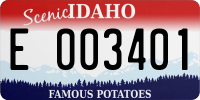 ID license plate E003401