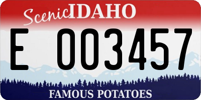 ID license plate E003457