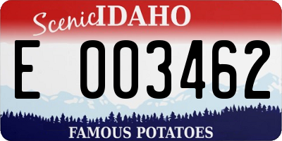 ID license plate E003462