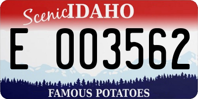 ID license plate E003562