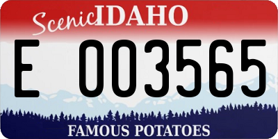 ID license plate E003565