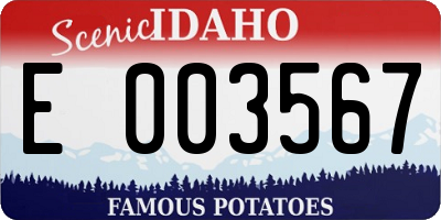 ID license plate E003567