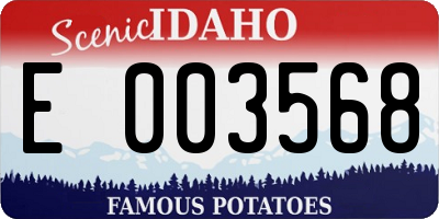 ID license plate E003568