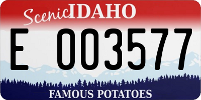 ID license plate E003577