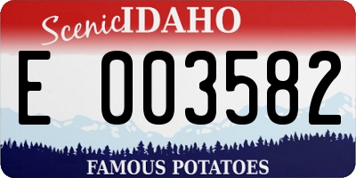 ID license plate E003582