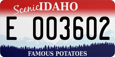 ID license plate E003602