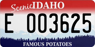 ID license plate E003625