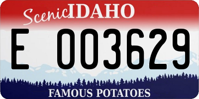 ID license plate E003629