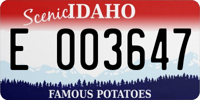 ID license plate E003647