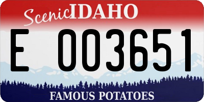 ID license plate E003651