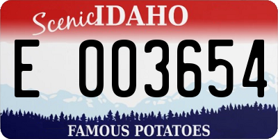 ID license plate E003654