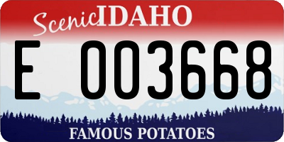 ID license plate E003668