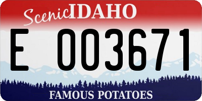 ID license plate E003671