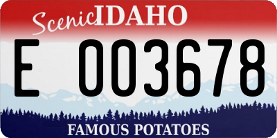 ID license plate E003678