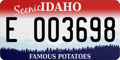 ID license plate E003698