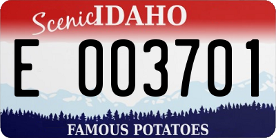 ID license plate E003701