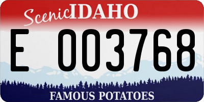 ID license plate E003768