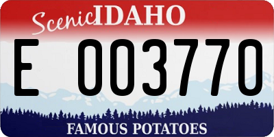 ID license plate E003770