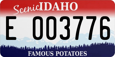 ID license plate E003776