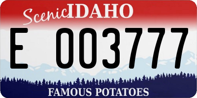 ID license plate E003777