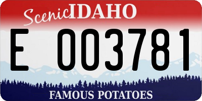 ID license plate E003781