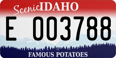 ID license plate E003788