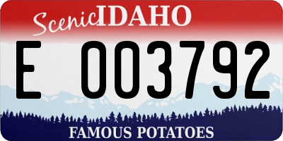 ID license plate E003792