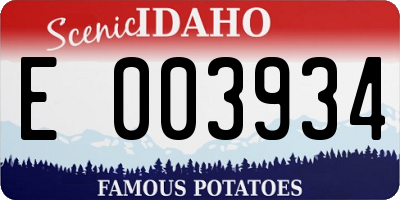 ID license plate E003934