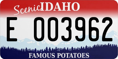 ID license plate E003962