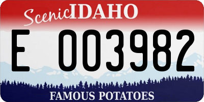 ID license plate E003982