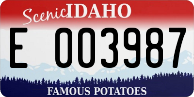 ID license plate E003987