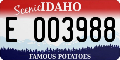 ID license plate E003988