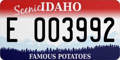 ID license plate E003992