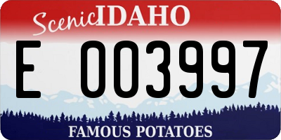 ID license plate E003997