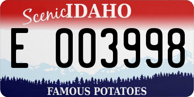 ID license plate E003998