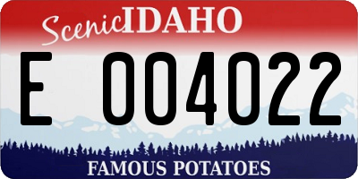 ID license plate E004022