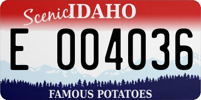 ID license plate E004036