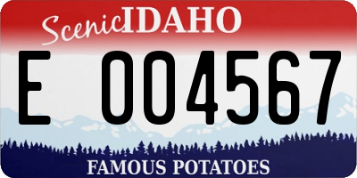 ID license plate E004567