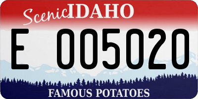 ID license plate E005020