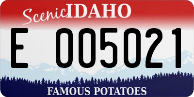 ID license plate E005021