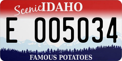 ID license plate E005034