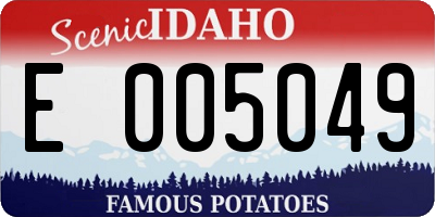 ID license plate E005049