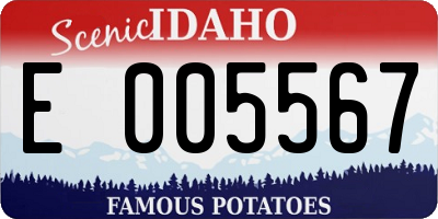 ID license plate E005567