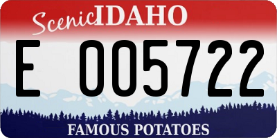 ID license plate E005722