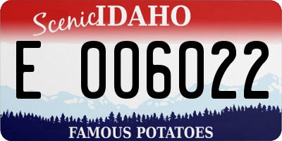 ID license plate E006022