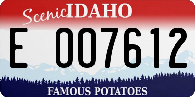 ID license plate E007612