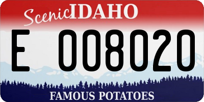 ID license plate E008020
