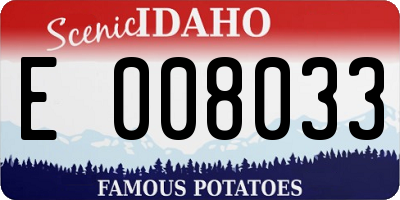 ID license plate E008033